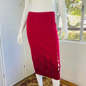 NWT, Cushine Et Ochs Red Viscose Blend Pencil Skirt Women's, L.